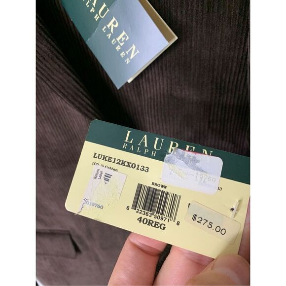 Lauren Ralph Laurel brown corduroy cord blazer suit jacket men's size 40R NEW - Picture 5 of 9